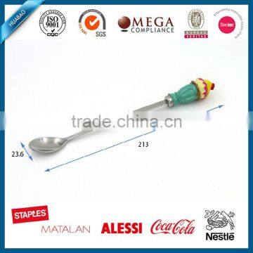 Cute Creram Polyresin Head Spoon, Spoon Rest, Cutlery With Long Handle