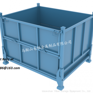 Foldable stackable steel storage  box  cage metal bin container