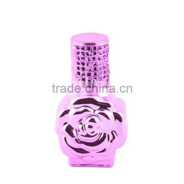 Flower Rose Shaped UV Gel Colored Empty Refill Perfume Glass Spray Bottle With Metal Alloy Cap photo-4