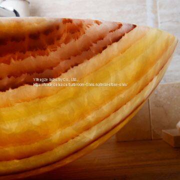 Polished Round Honey Onyx Bathroom Washing Basin YS601-HO photo-4