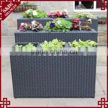 UV-resistant PE rattan tall flower planter outdoor patio decorative plant box