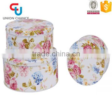 Nice Flower Design 3PCS Storage Tin Box Set