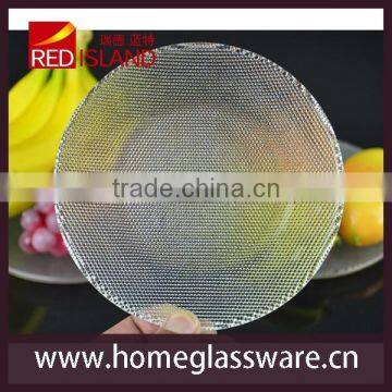 Glass Factory Supply Embossed Pearl Plate Glass Platter Raindrops Serving Dish Stock Pan
