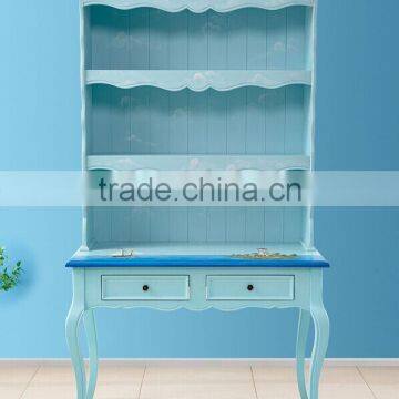 Mediterranean Style Study Desk, Sailing Boat Handpainting Student Desk, Solid Wood Desk With Bookcase (BF01-X1152) photo-5