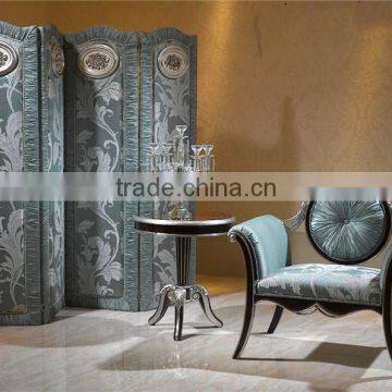 Bluish Green Simple and Refined Stool Chair Table and Screen Set, Bedroom Leisure Chair Set