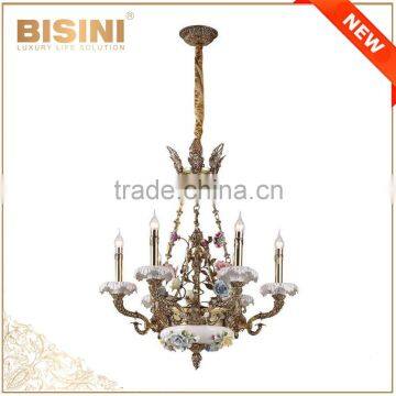 Golden Brass Rococo Style 10 Lights Chandelier/ Retro Gorgeous Bronze Pendant Lamp/ Antique Hotel Ceiling Lamp photo-4