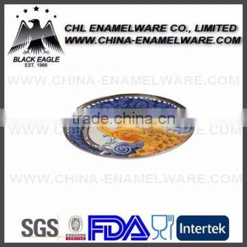 High quality enamel round tray with spraying decoration