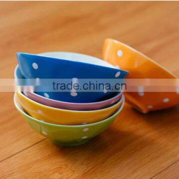 7'' dot printing round ceramic bowl