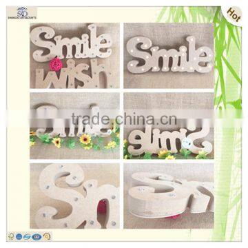 Christmas Home Gathering Letters Smile Wooden Led Ornament