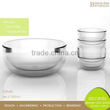 Handmade Borosilicate Pyrex Reusable Glass Salad Bowl Set photo-5