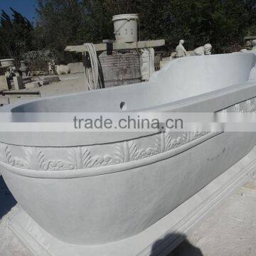 Half Hand Carved Free Standing Marble Stone Bathtub photo-6