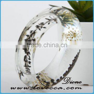 Pressed Dried Real Flowers Clear Bangle Women Resin Bracelet Flower photo-4