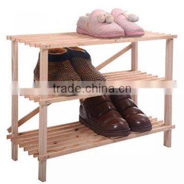 Japanese Style Paulownia Wooden Shoes Rack With Three Layers photo-3