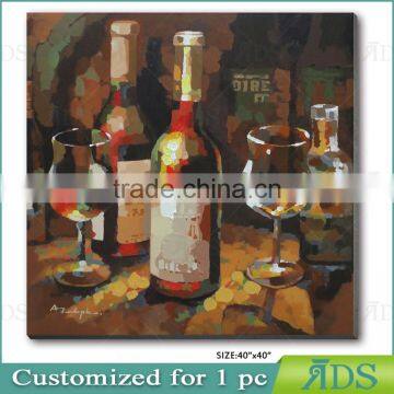 Handmade Wine Bottle Abstract Oil Painting