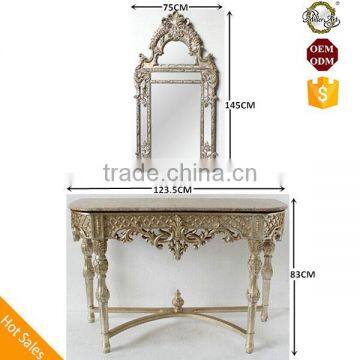 Mirror Bedside Console Table With Marble Top Luxury