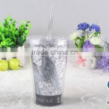 16oz Plastic Coffee Tumbler With Straw photo-4