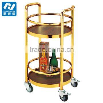 Hotel Golden beverage Serving Cart Wine Rolling Trolley