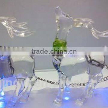 12.5inch Acrylic Led Double Deer and Snowman Standing Ice Pedestal for Table Decoration photo-2