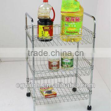 3 Tiers Basket Kitchen Trolley