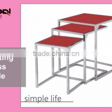 High Quality Durable Tempered Glass Coffee Nesting Metal Side Table photo-2