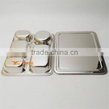 304 Stainless Steel Compartment Lunch Boxes 5 Compartment Dinner Plates photo-4