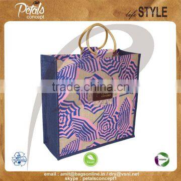 PP Laminated Jute Tote Bag With Padded Rope Handle & With Two Side Umbrella Print photo-2