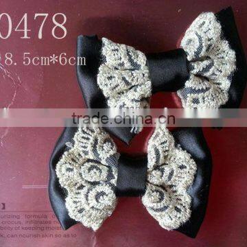 CF0478 Beautiful boutique lace black wholesale hair bows for kids