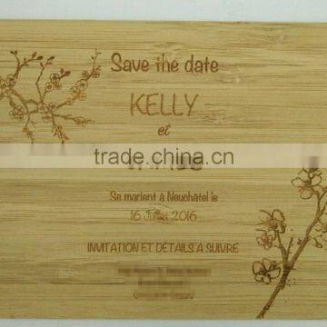 custom wooden wedding invitation card laser cut