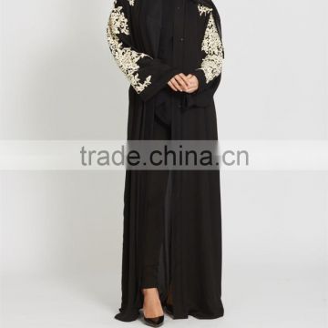 dubai wholesale clothing oem dubai kimono front open abaya Lace detailing muslim women abaya photos