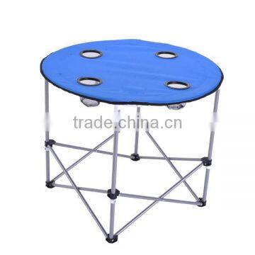 Folding canvas camping table with cup holder