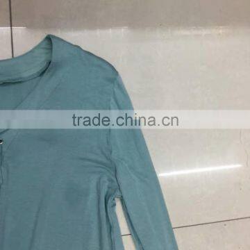 Factory Closeout Women Fashion Lace-up Long Sleeve Cotton T-shirt photo-3