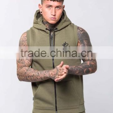 tech fleece custom sleeveless hoodie for men hot sale plain tracksuit top full face zip hoodie oem gym hoodie wholesale