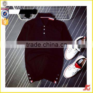 Wholesale 100% cotton embroidered logo black and white color Men custom Polo t Shirt with side button