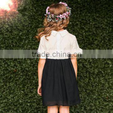 S60722B Childs Girls Dress Fake Two Pieces Embroidery Flower Print Summer Dress photo-2