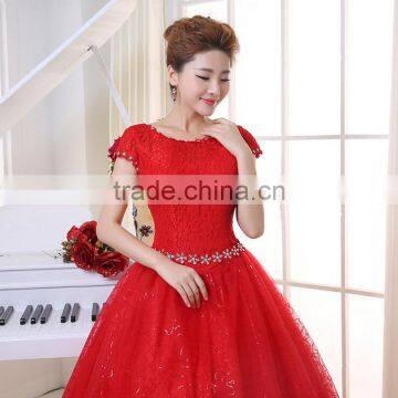 V Neck Cap Sleeve Long Trail Ball Gown 2017 Wedding Dresses photo-2