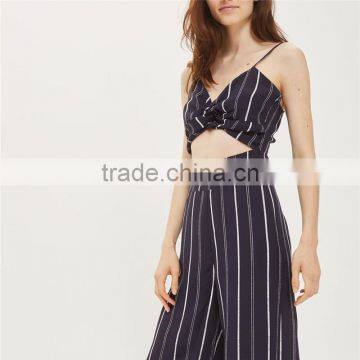 Cool Wide Leg Styling Gallus Womens Long Jumpsuit With Cute Knot photo-3