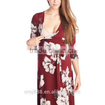 2017 OEM Hot Lady Sexy Floral Photo Maternity Nursing Wrap Dress photo-6