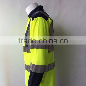 Polyester Contrast High Visibility Safety Europe Birdeye Sew-on Tape Reflective Polo Shirt photo-3