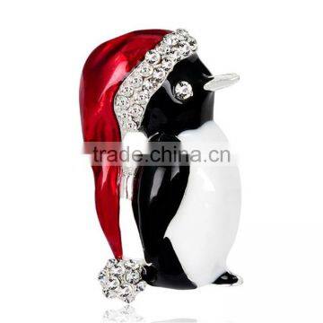 New Year Gift Crystal Rhinestone Cute Penguin Brooch Pin Christmas Broaches