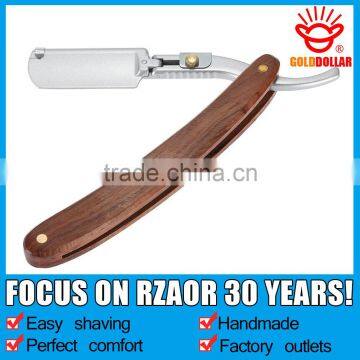 "GOLD DOLLAR RB-5" wooden barber straight razor uses changeable blades