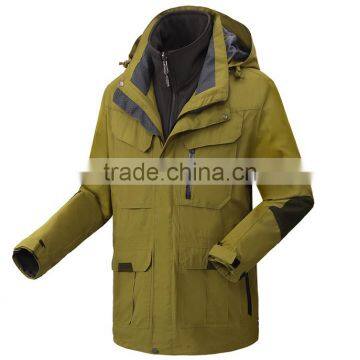 waterproof men hardwear jacket with lined fleece jacket