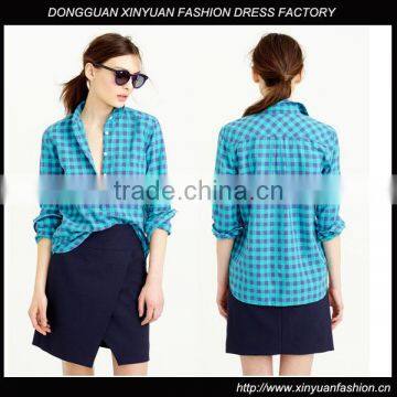 Womens Long Sleeve Fashion Plaid Shirts Tops,Custom Casual Loose Plaid Shirts For Women