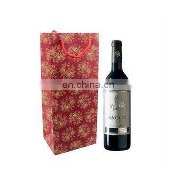 Brown Kraft paper wine bag with printing and handles