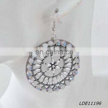 New design hollow disc crystal earring big round flower earring