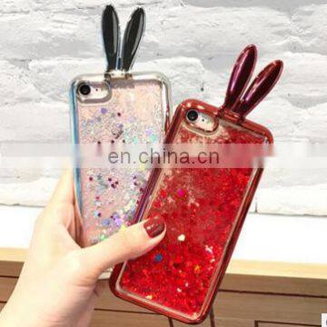 New Cute Flare Fashion Quicksand Glitter Rabbit Ears Phone Case For iPhone 6 6S 7 7 Plus Vivi Oppo Luxury Plating Phone Case