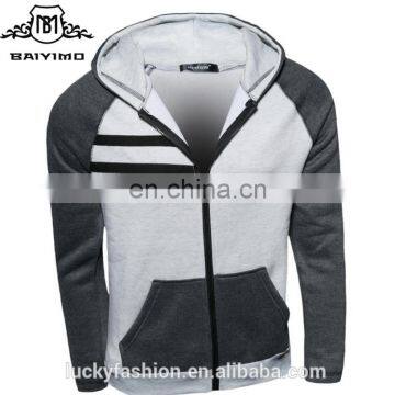 2016 Hot Sale Men's Zipper up Plain Hood Pullover Hoodie Sweatershirt