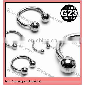 Grade 23 Solid Titanium Horse shoe with Balls Piercing Body Jewelry