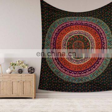 Indian Latest Handmade Wall Hanging Hippie Green Floral Mandala Tapestry Bohemian Bedspread Dorm Decor 95"X85" Inch