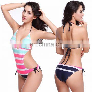 Fashion Striped Excellent quality Open Hot sex girl photo Bathing suit