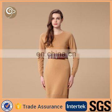 Mongolian long sleeve lady fashion cashmere dress